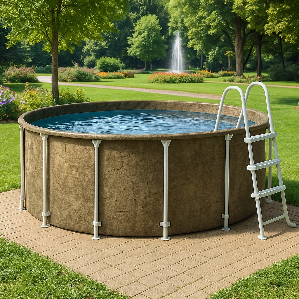 Piscina tubular redonda desmontable 298x96 cm Marrón/Blanco con filtro y escalera TbKMbtG234kP