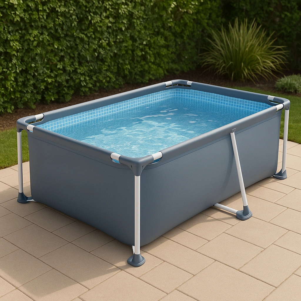 Piscina exterior rectangular azul PVC jardín recreación 220x140x75 cm
