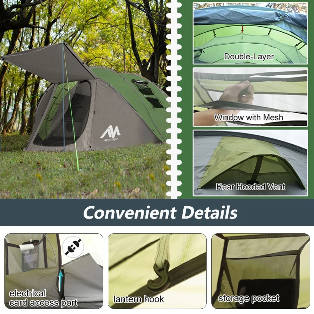 4-6 Person Pop Up Tents Waterproof Windproof Instant Tent for Camping Hiking - Image 6