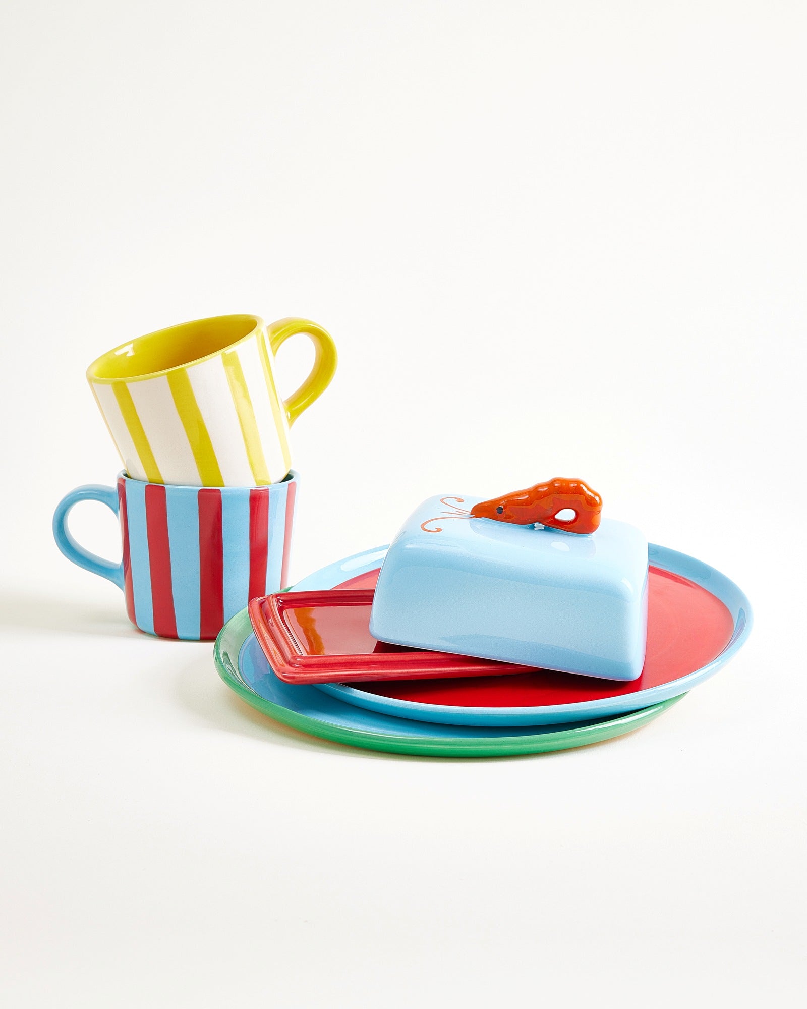 MaM x Isis Maria Geschirr-Set Shrimp Stripe mix 5-teilig