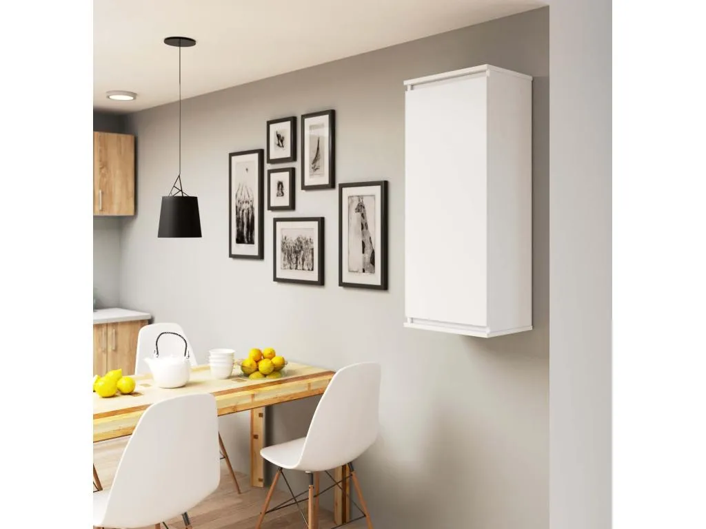 Armario de pared Hogarmini W40 Blanco 40 cm 1 puerta color Blanco mate 3 estantes 40x30x99 cm dmwz57267