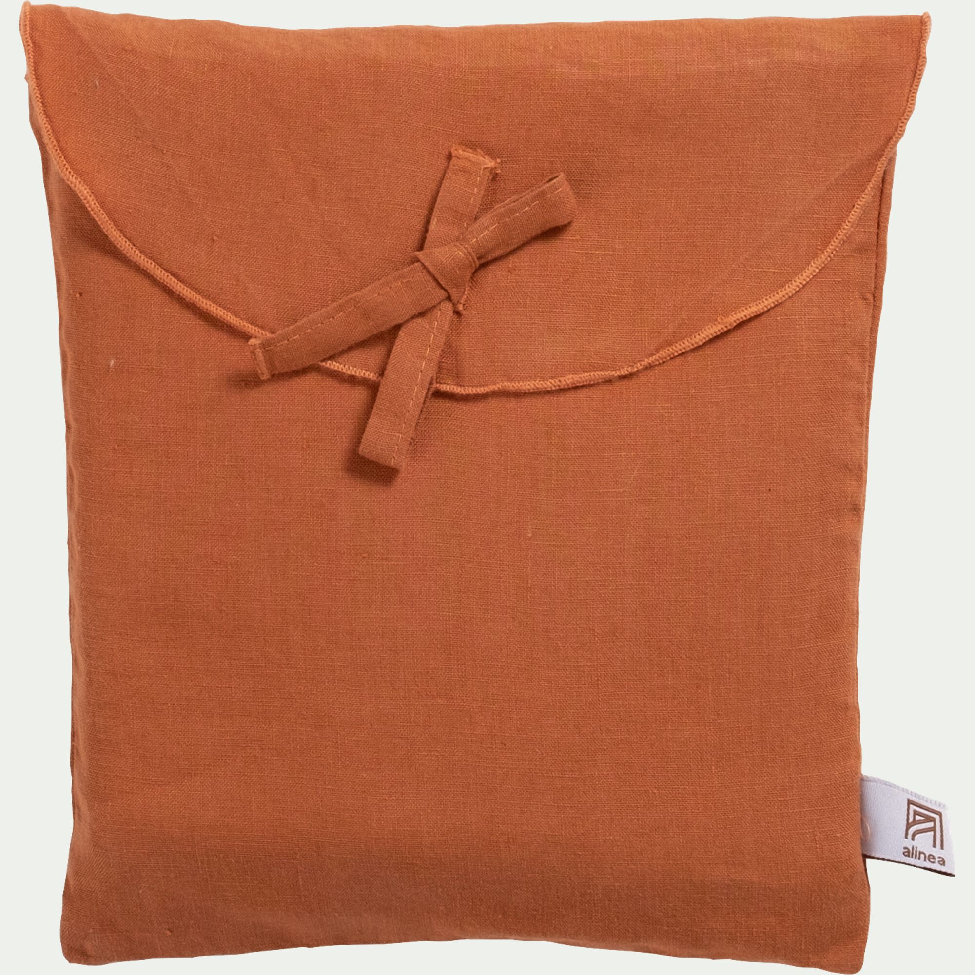 VENCE - Taie de traversin en lin lavé - marron rustrel 45x190cm
