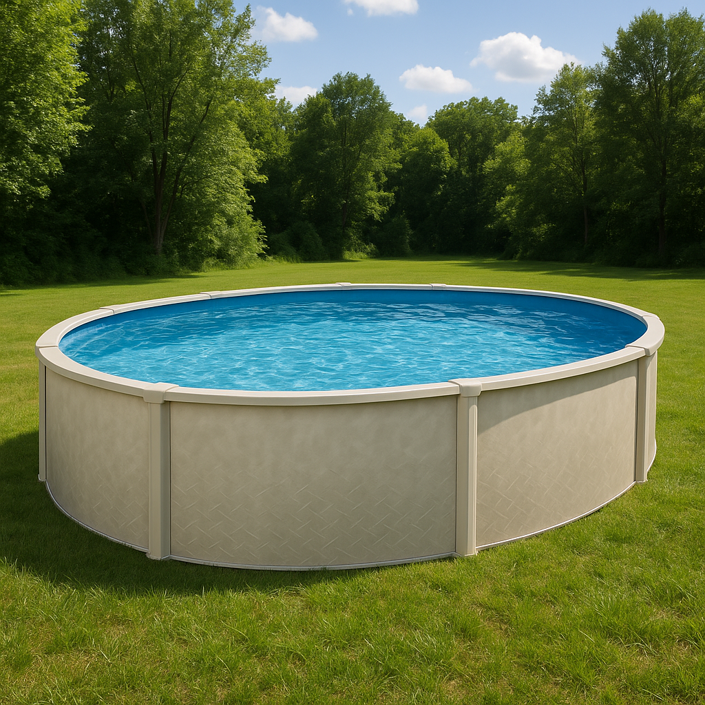 Piscina tubular redonda Redonda Sí Piscina PVC, Acero Exterior, Jardín, Terraza 457x107 cm Beige