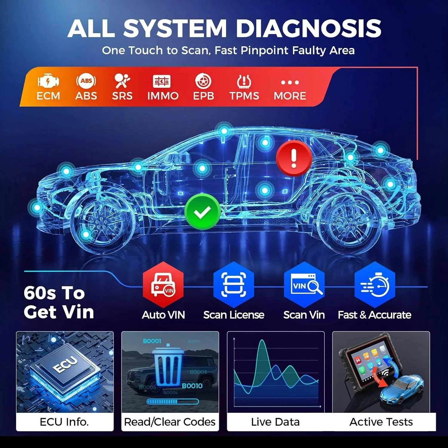 Autel MaxiCOM MK900 Automotive Diagnostic Scan Tool With 40+ Service Functions And Active Tests - MK900 - Image 7 Autel MaxiCOM MK900 Automotive Diagnostic Scan Tool With 40+ Service Functions And Active Tests - MK900 - Image 7