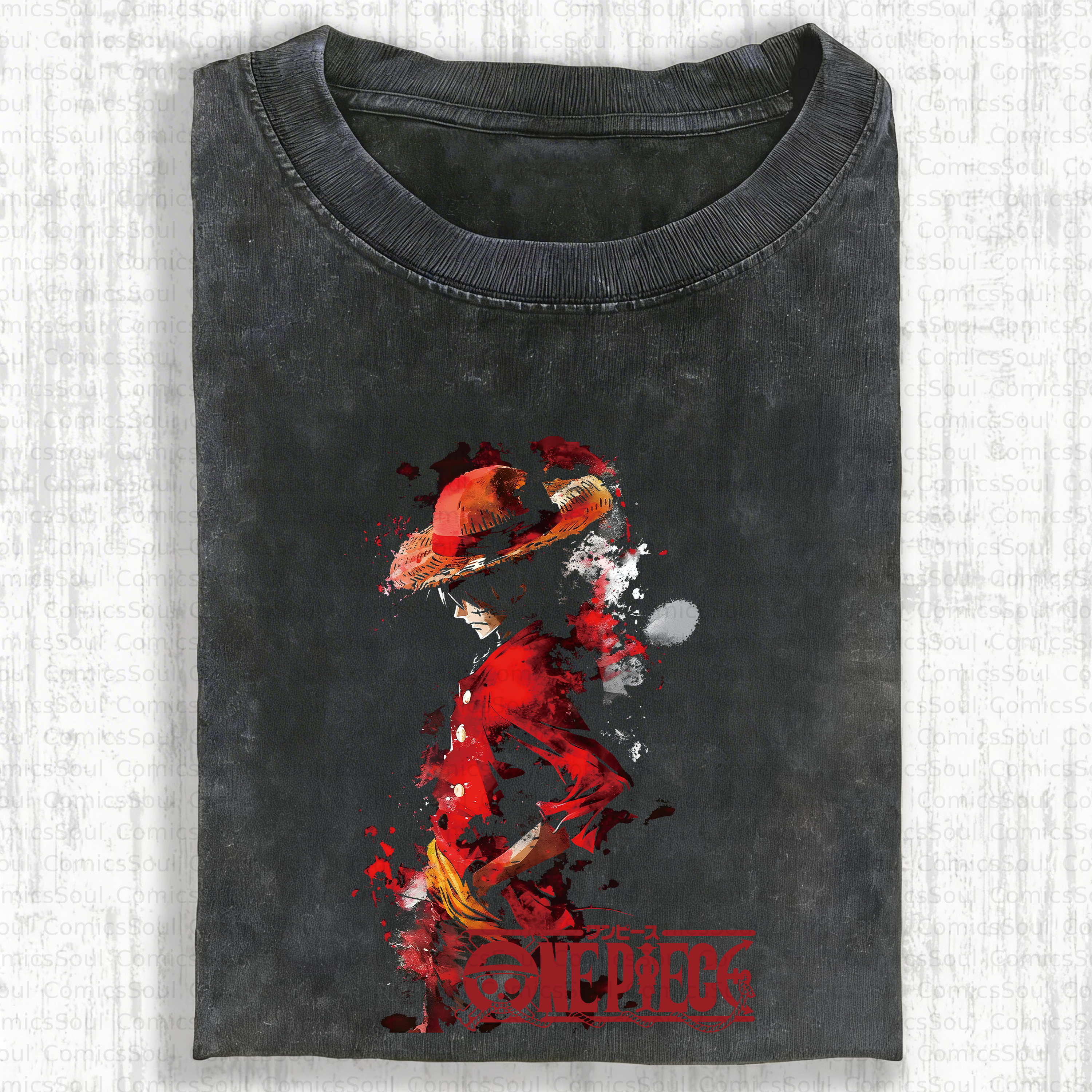 Unisex Anime Inspired Vintage Washed T-Shirt