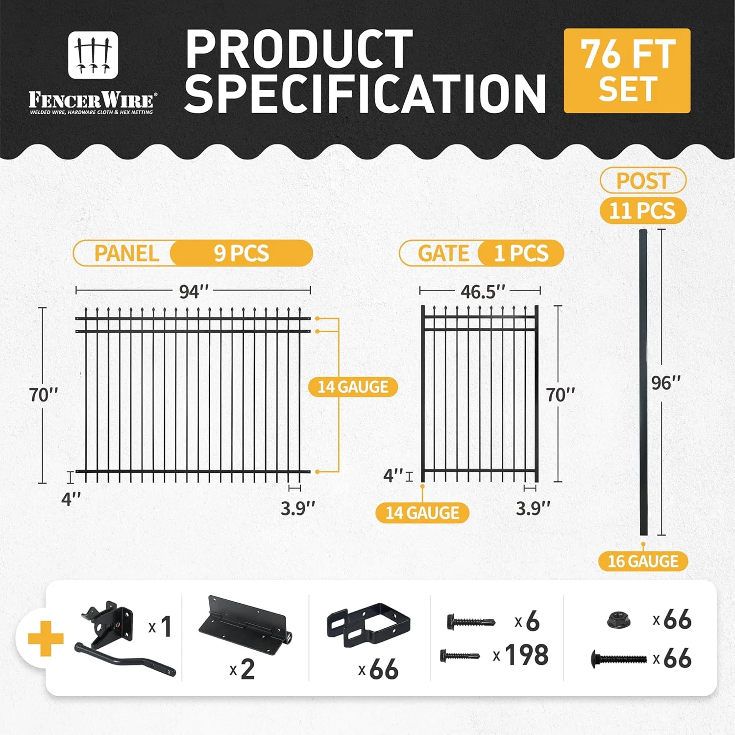 Fencer Wire Heavy Duty Pinnacle Fence Gate, 6FT Height x 4FT Width Outdoor Fence Gate, Outdoor Anti-Rust Metal Steel Gate for Fencing Barrier, Decorative Garden Gate for Residential, Yard, Pool,Patio - Image 15