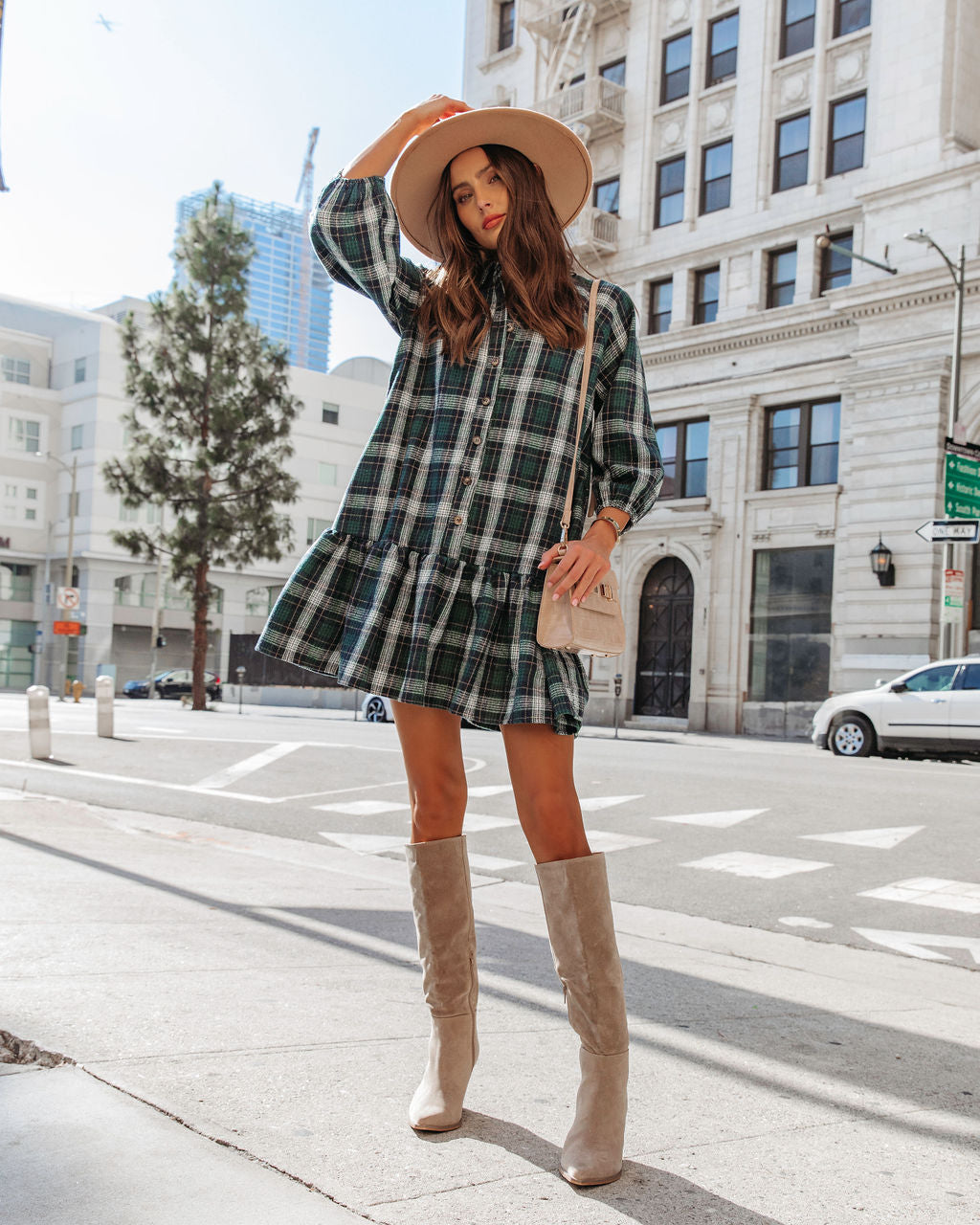 Ivy League Club Pocketed Plaid Mini Dress - Se7enfashion