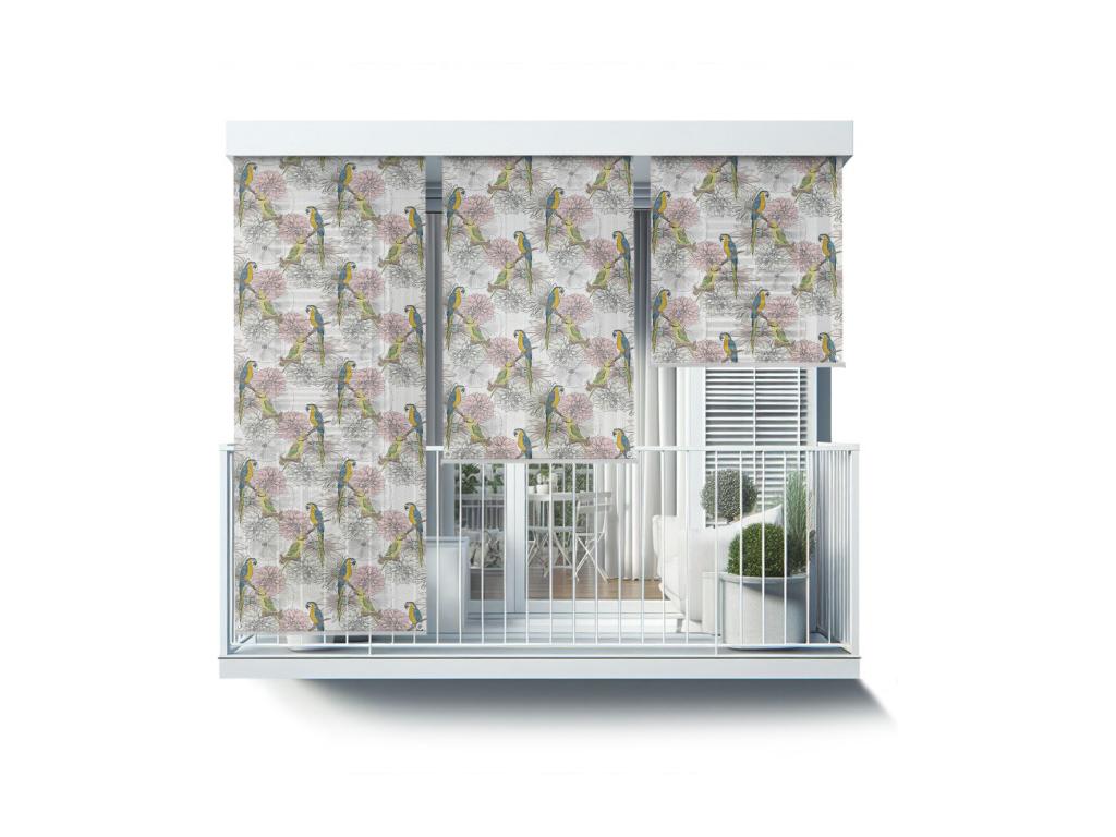 Persiana enrollable para exteriores con estilo - 120x180 cm - Loros y flores Cortinas para balcones, Cortinas para balcones y Cortinas para protección solar