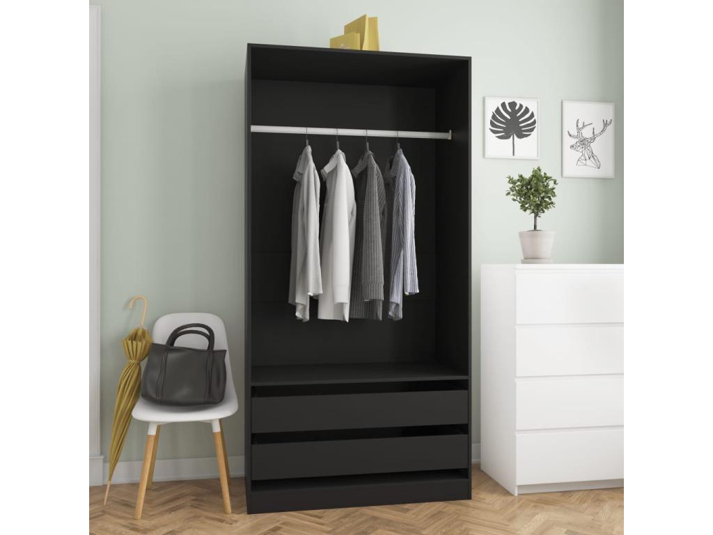 Armario de madera contrachapada negro 100x50x200 cm