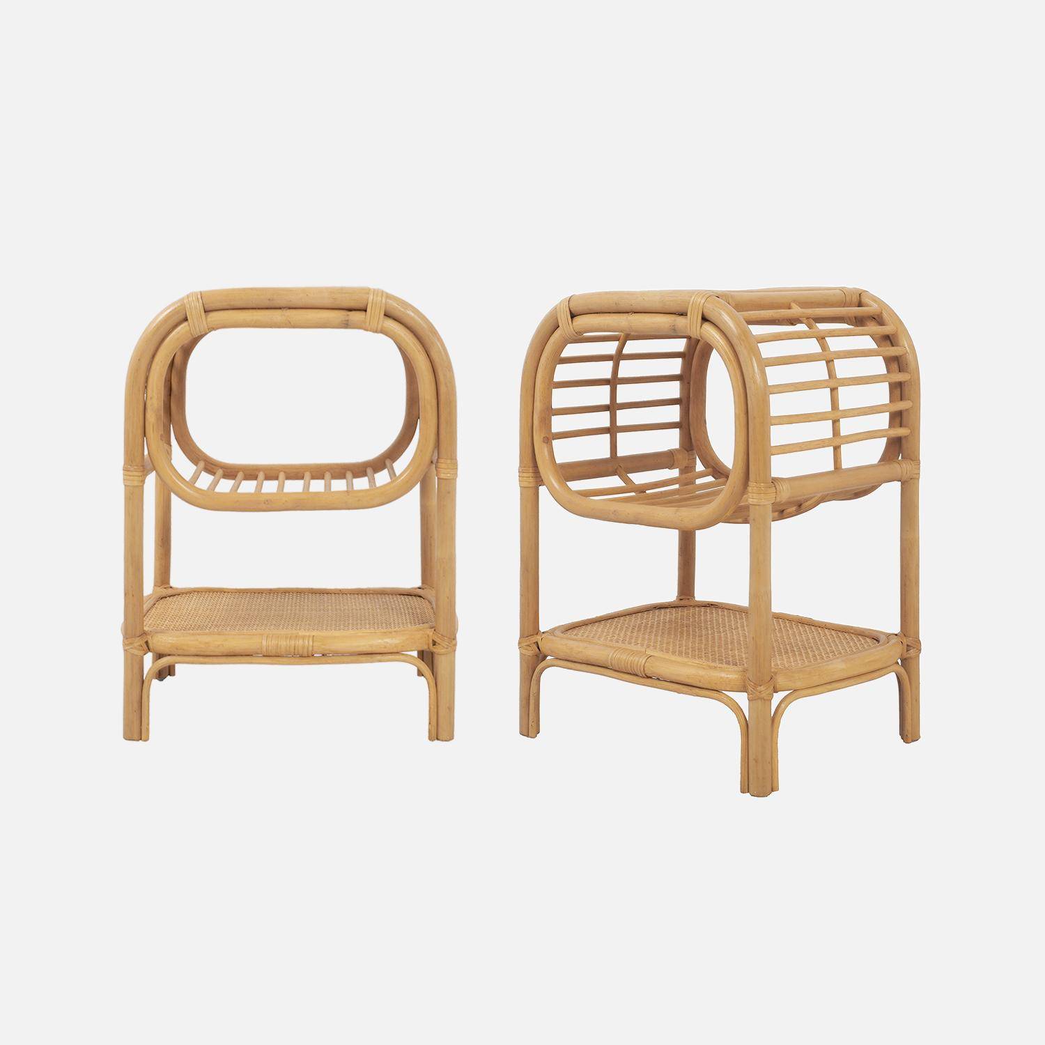 Serang - Mesita de noche de ratán natural curvado, set de 2