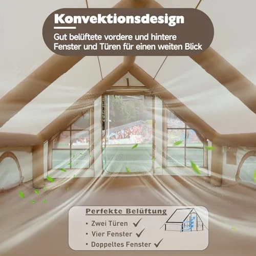 Inflatable Camping Tent, Glamping Inflatable Tent for Camping, 4 Season Water&Windproof Outdoor Oxford Blow Up Cabin Tent with Mesh Windows & Doors for 4-8 People Camping - Image 6