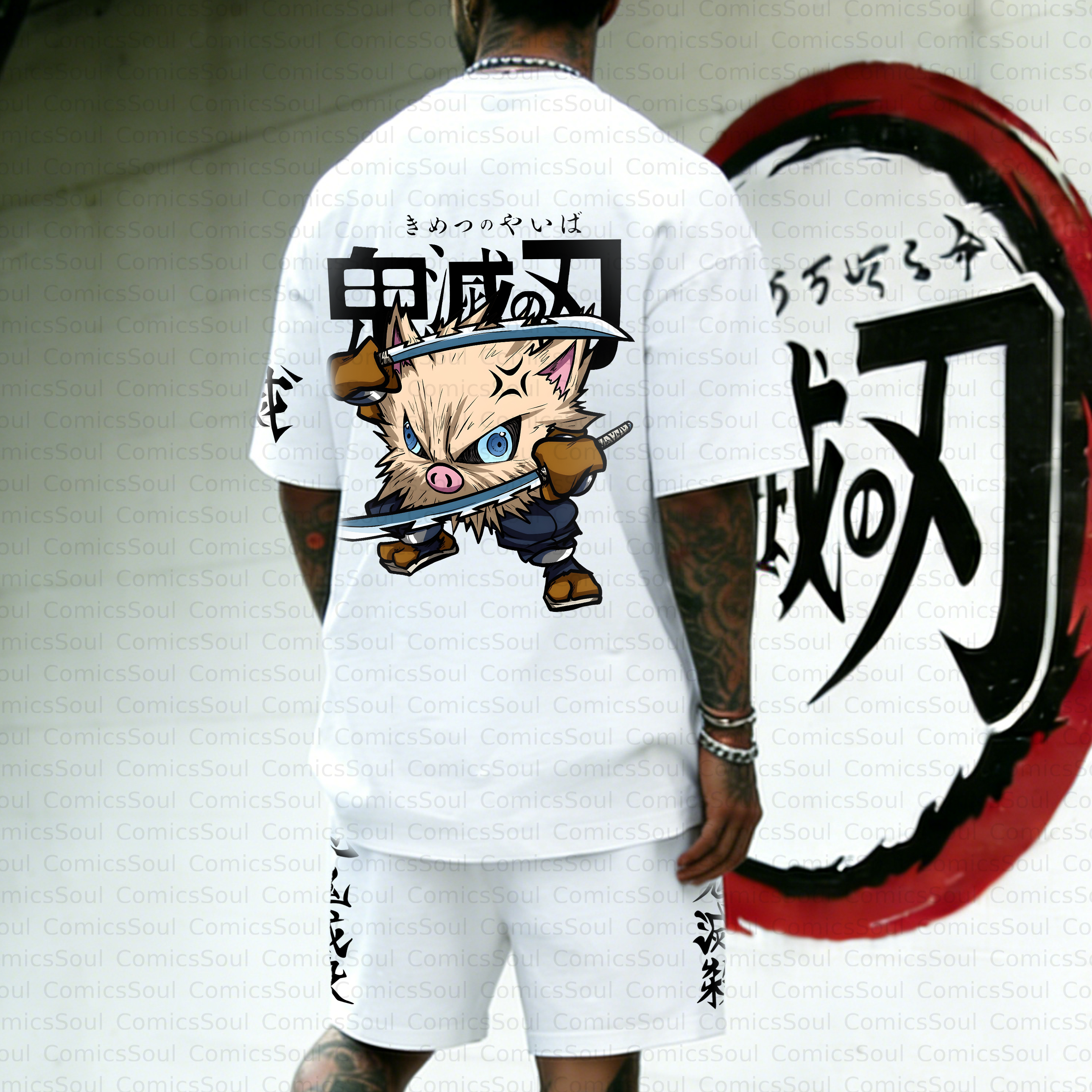 Unisex Anime Inspired Vintage T-shirt& Shorts 2 Pieces Set