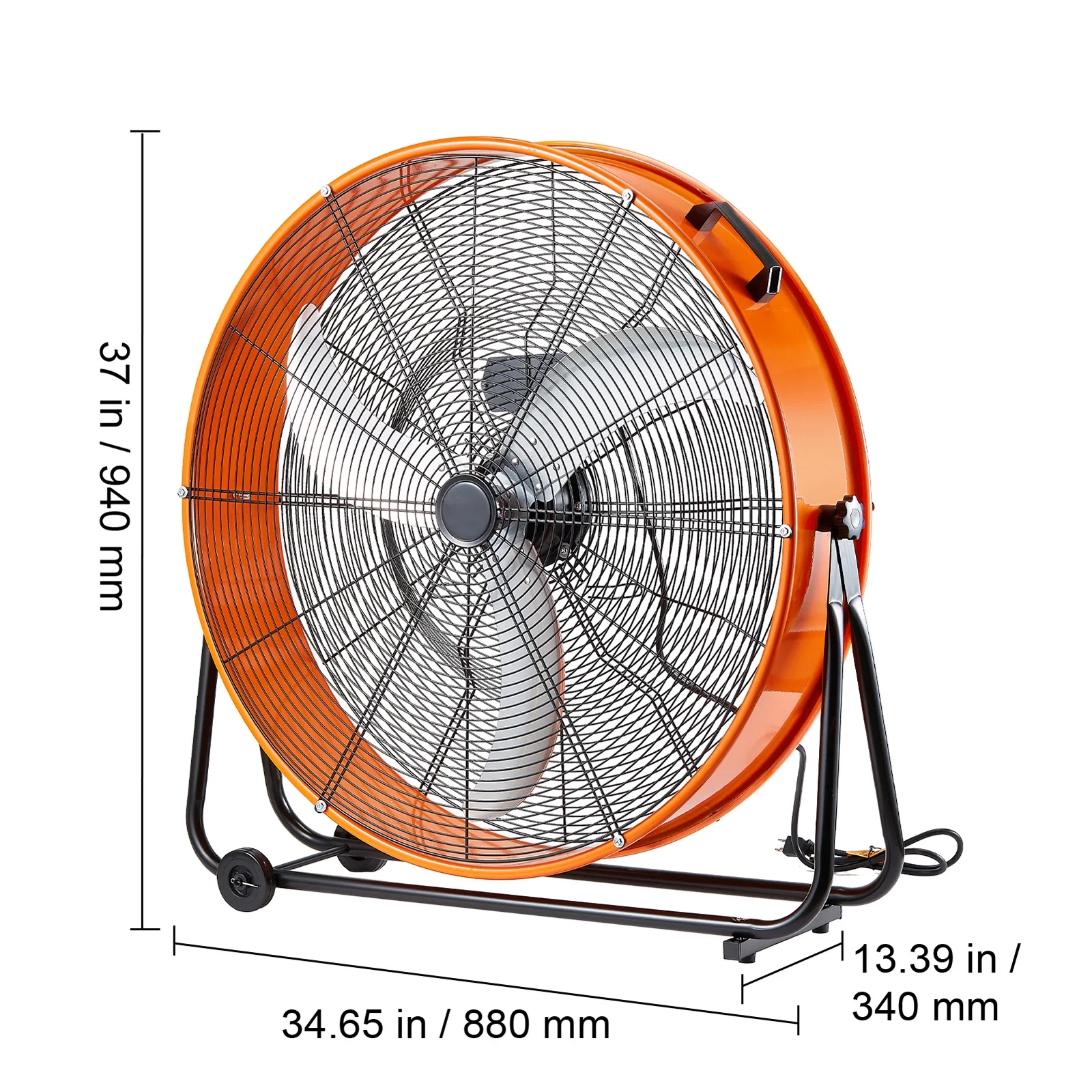 KFFKFF Industrial Drum Fan, 30 Inch with High Speed, 3-Speed 13000CFM, Heavy Duty for Commercial Purposes, 360° Flexible Tilt Mechanism, Ideal for Warehouse, Workshop, Factory, and Basement - Image 4