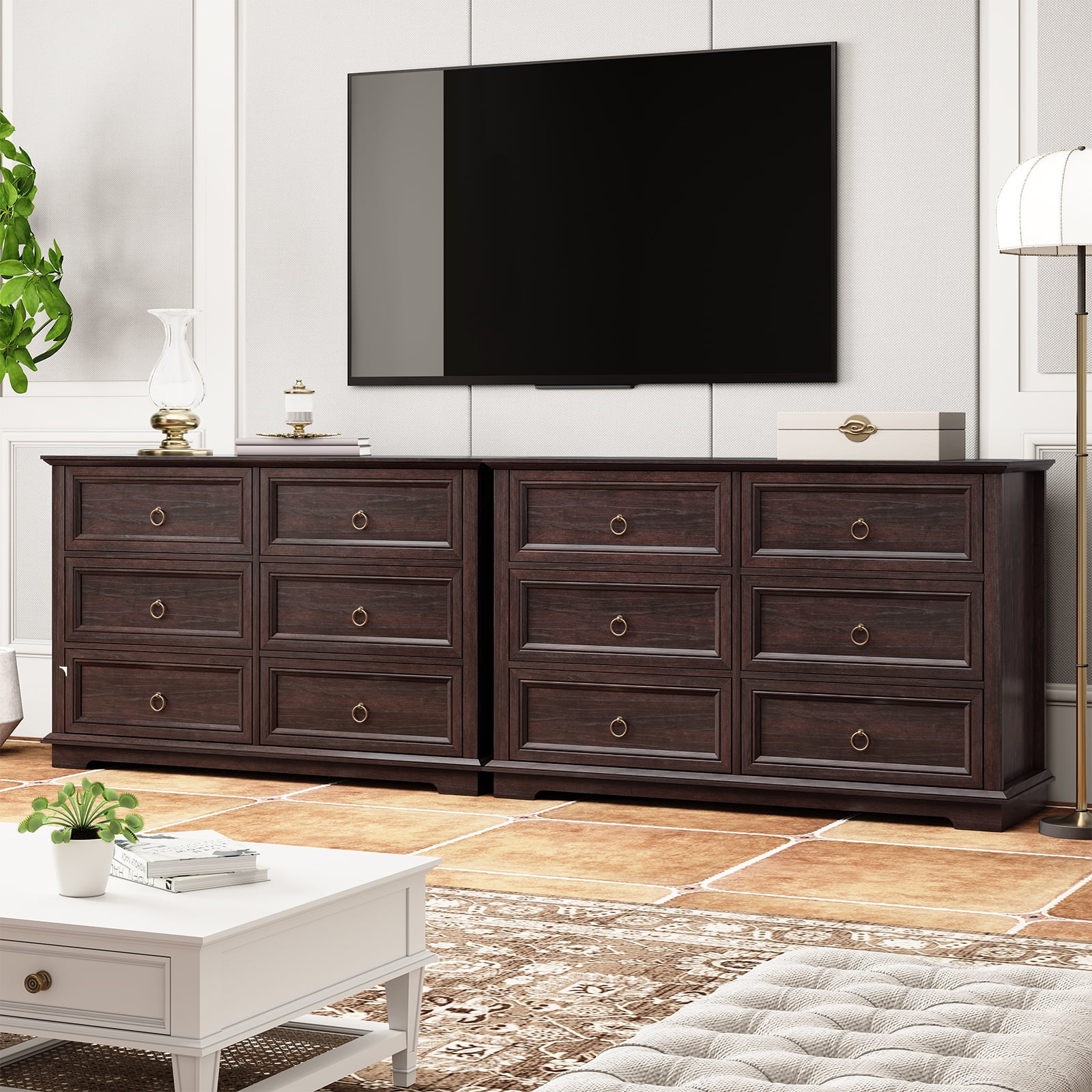FAGAGA 6 Drawers Dresser for Living Room,Storage Cabinet Wooden Dressers Organizer for Bedroom,White - Image 17