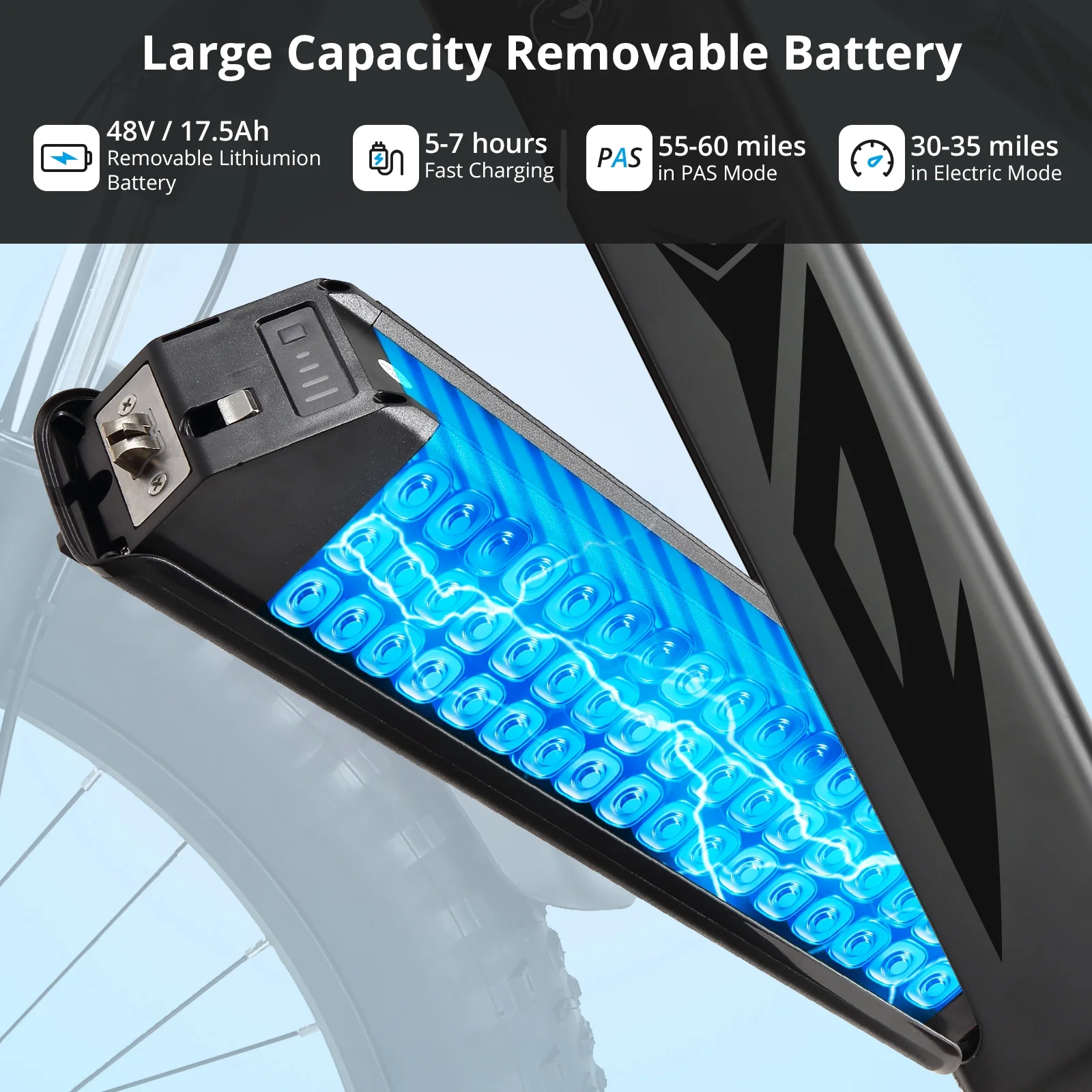 Electric Bike for Adults,1000W E Bikes for Men,26" Fat Tire Electric Bikes,48V 17.5AH Battery,28MPH,7 Speed&Dual Hydraulic Disc Brakes,LCD Screen,60Miles Range,Electric Mountain Bicycle - Image 4