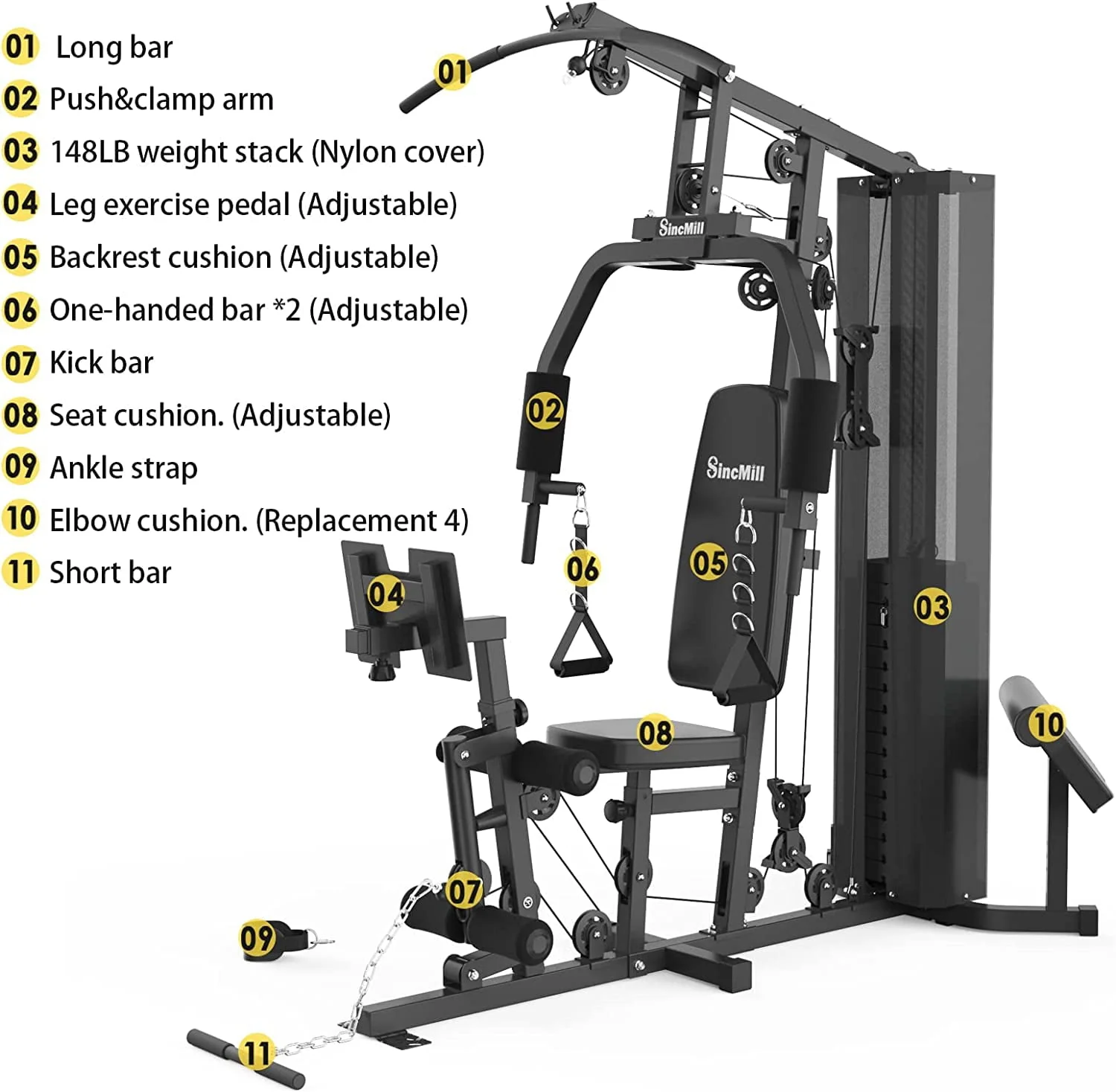 Home Gym Multifunctional Full Body Home Gym Equipment WLSCM-1148L - Image 5