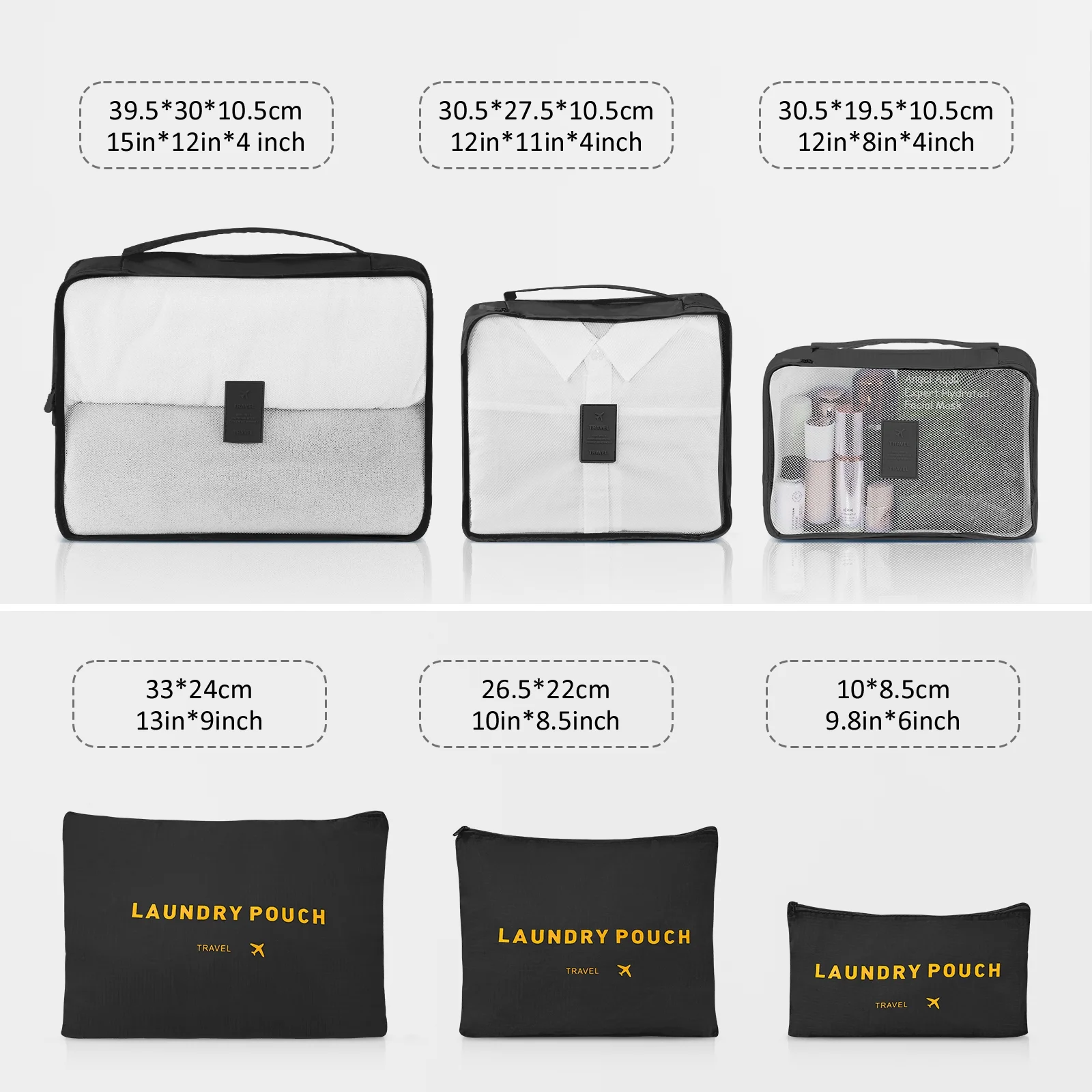 9 Piece Luggage Sets, Hard 20 24 28 inch Luggage with 6 Pieces Organize Bags Travel Suitcases Sets with Wheels, Rose - Image 39