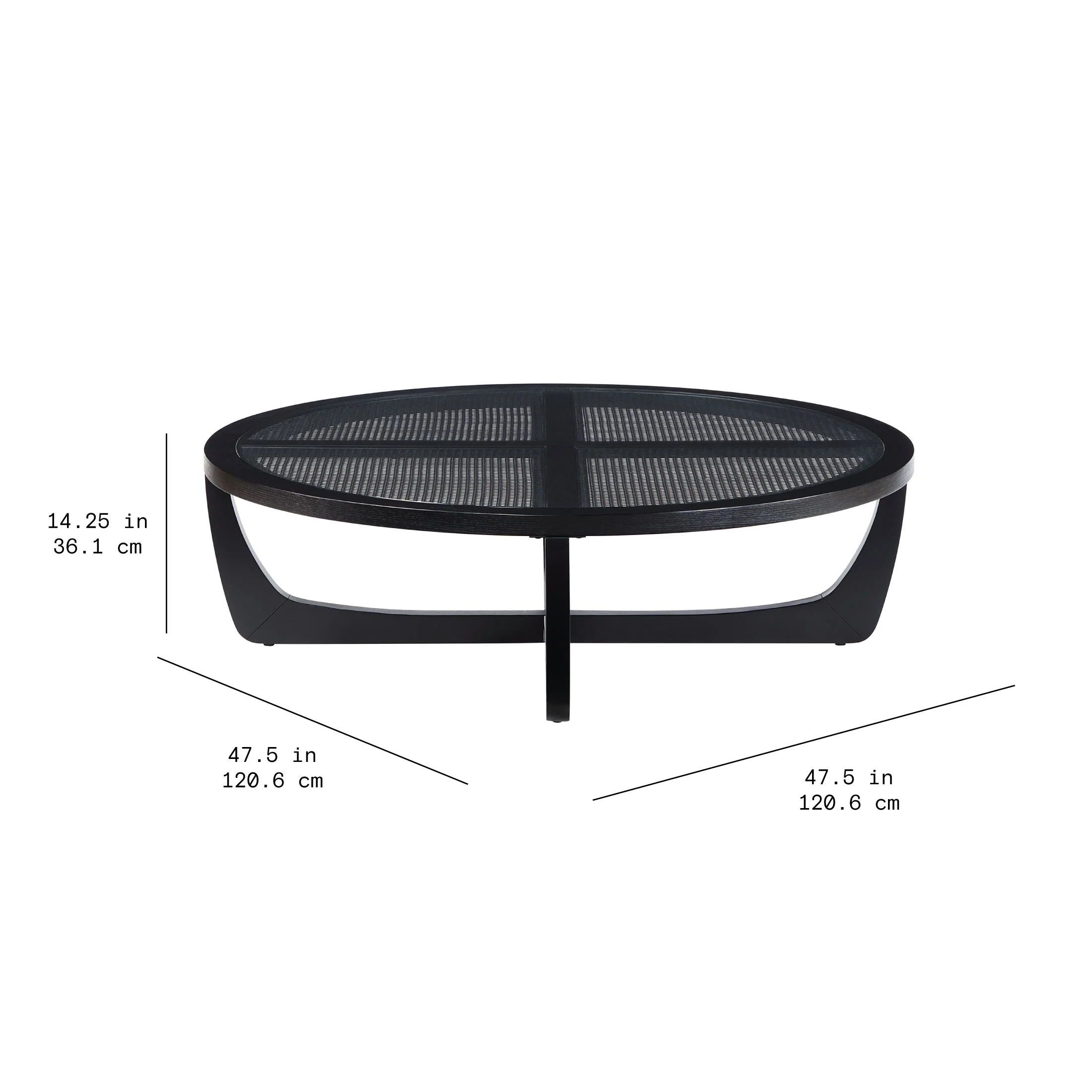 Beautiful by Drew Barrymore Round Rattan and Glass Top Coffee Table, Black - Image 3