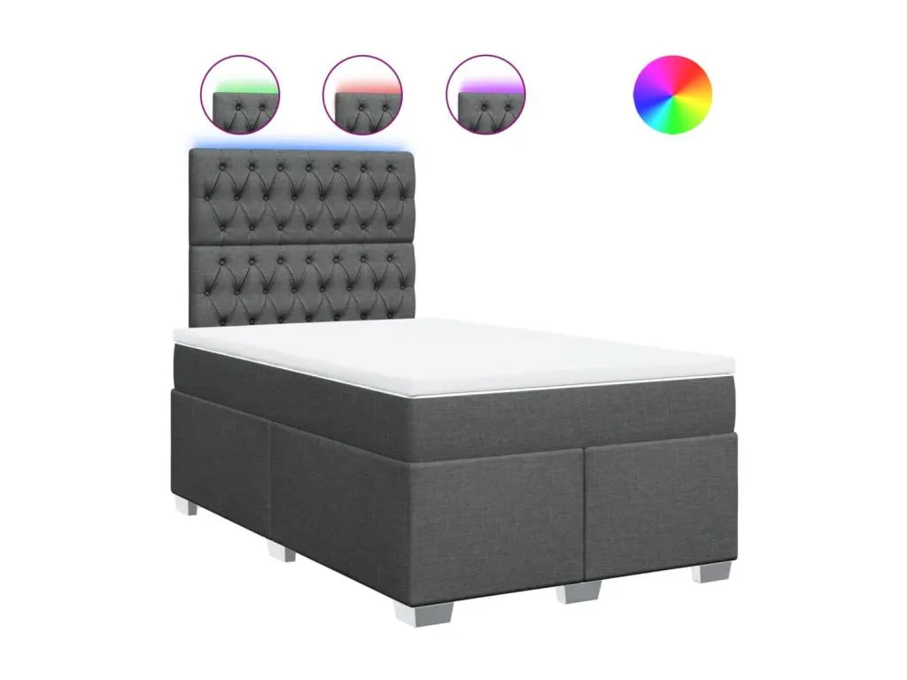 Cama box spring con colchón tela gris oscuro 120x190 cm ozz3519709