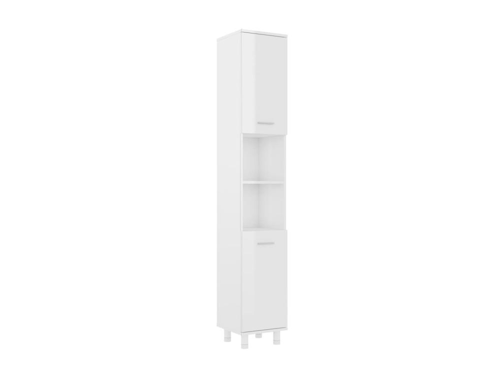 Armario de baño madera contrachapada blanco brillo 30x30x179 cm