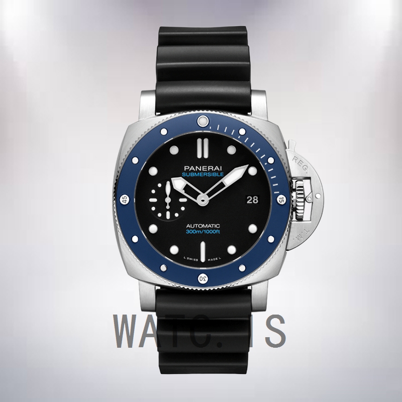 Panerai Submersible Men's PAM01209 47mm Black Dial Rubber Band