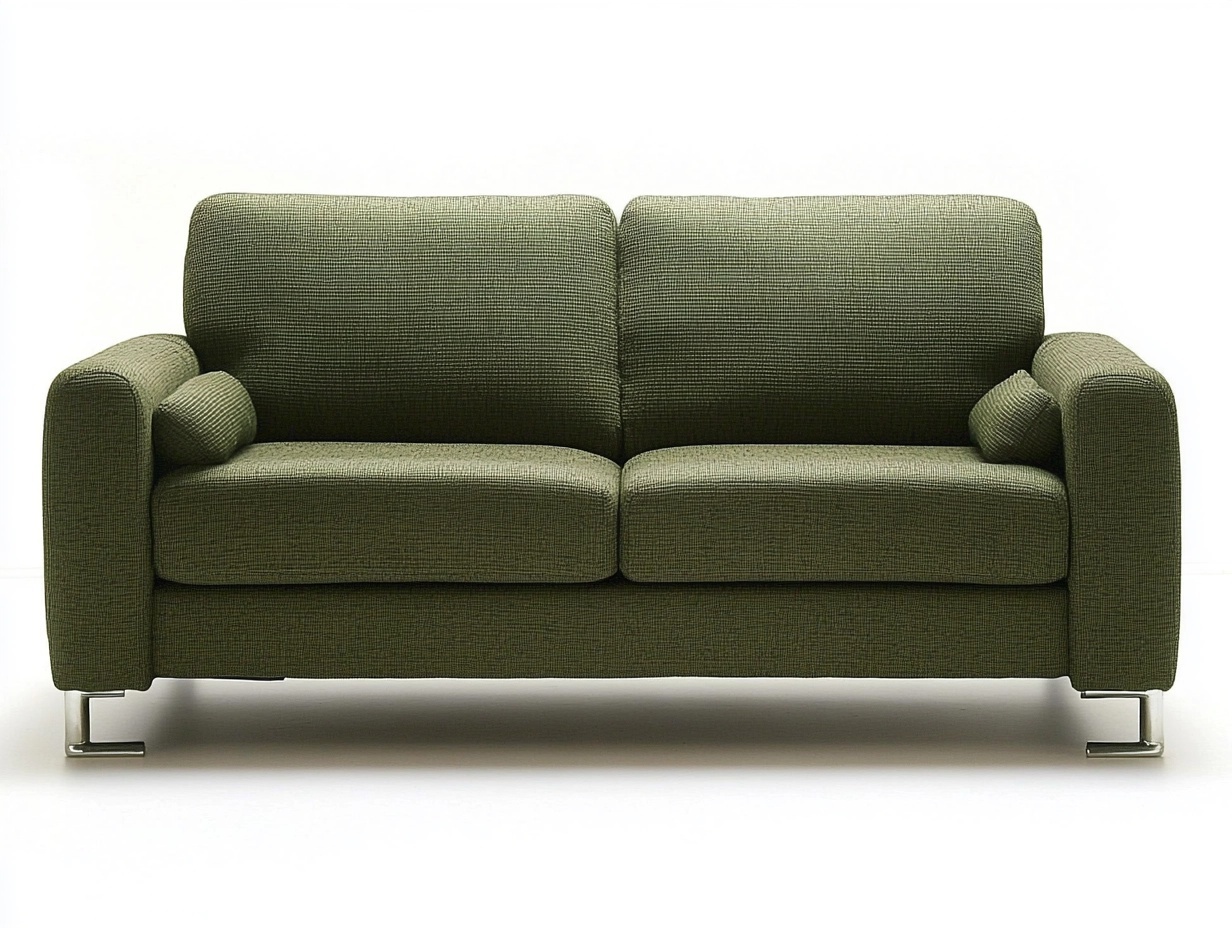Sofá moderno de tela verde oliva de 2 plazas para sala de estar con estructura metálica 180x90x85 cm