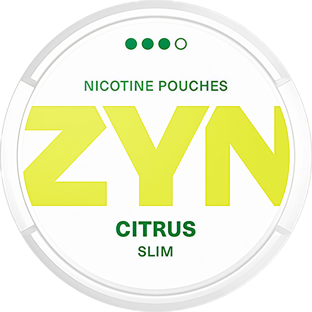 ZYN Citrus 9mg nicotine pouches — Slim Moist can with 21 strong lemon-citrus pouches