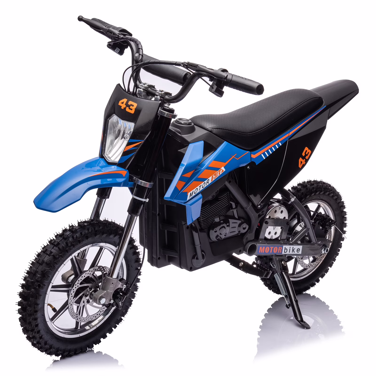 36V Electric Dirt Bike, Kids Ride on Motorcycle with LED Headlight, Leather Seat, Disc Brake(Blue)