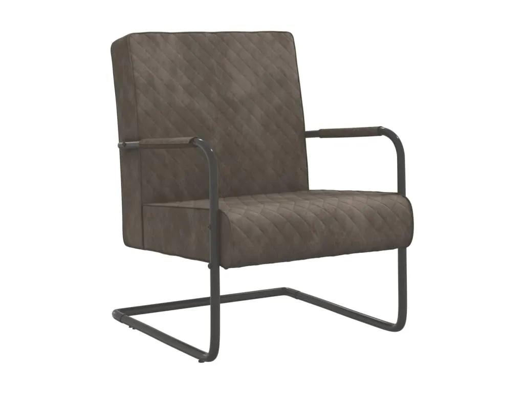 Silla cantilever de terciopelo gris claro. uug2186377