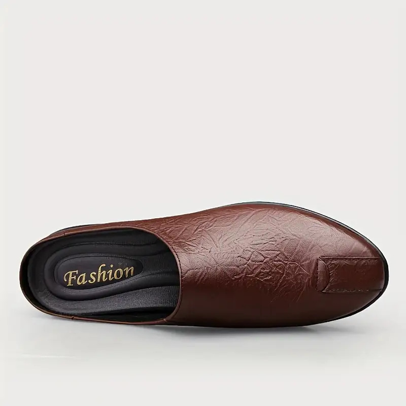 Men'S Leather Slip-On Slippers Fashion