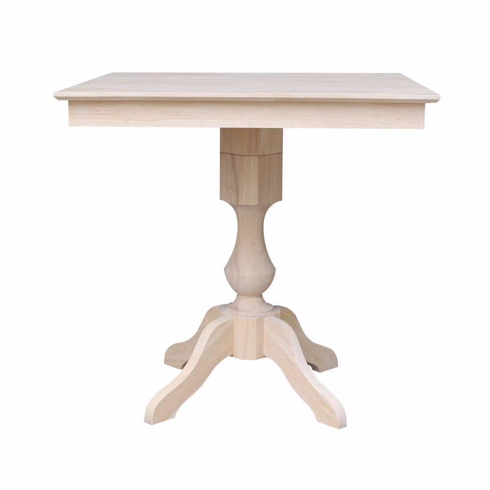 36" x 36" Natural Solid Wood Square Top Pedestal Table - 29.9" Height - Image 3