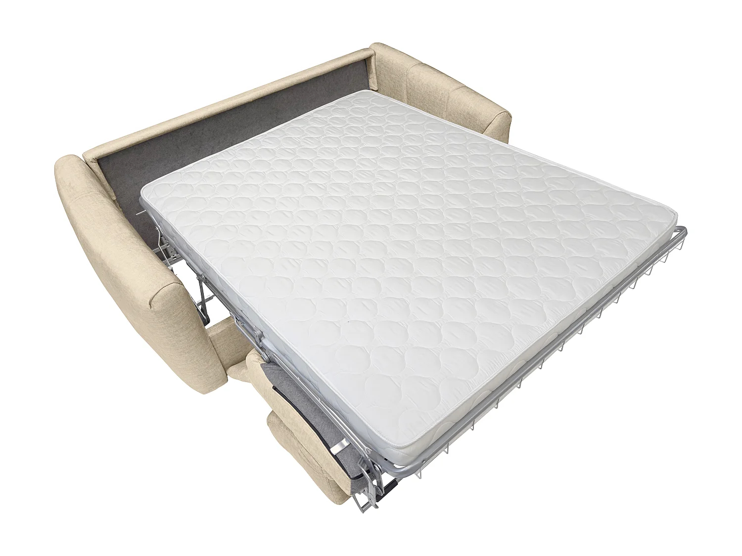 Sofá cama de 3 plazas de apertura rápida de terciopelo beige - Cama de 140 cm - Colchón de 14 cm RETUNA II