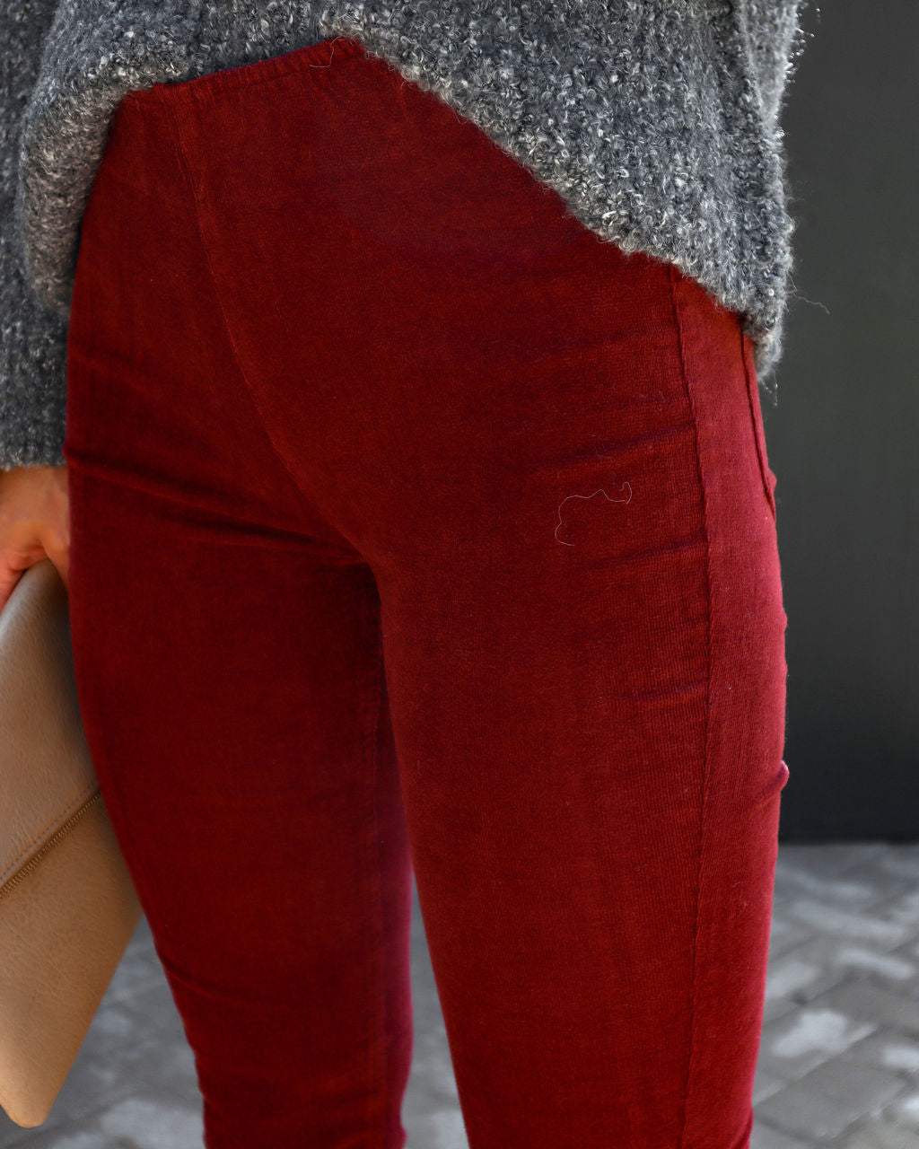 Sophie High Rise Bell Bottom Corduroy Pants - Burgundy - Se7enfashion