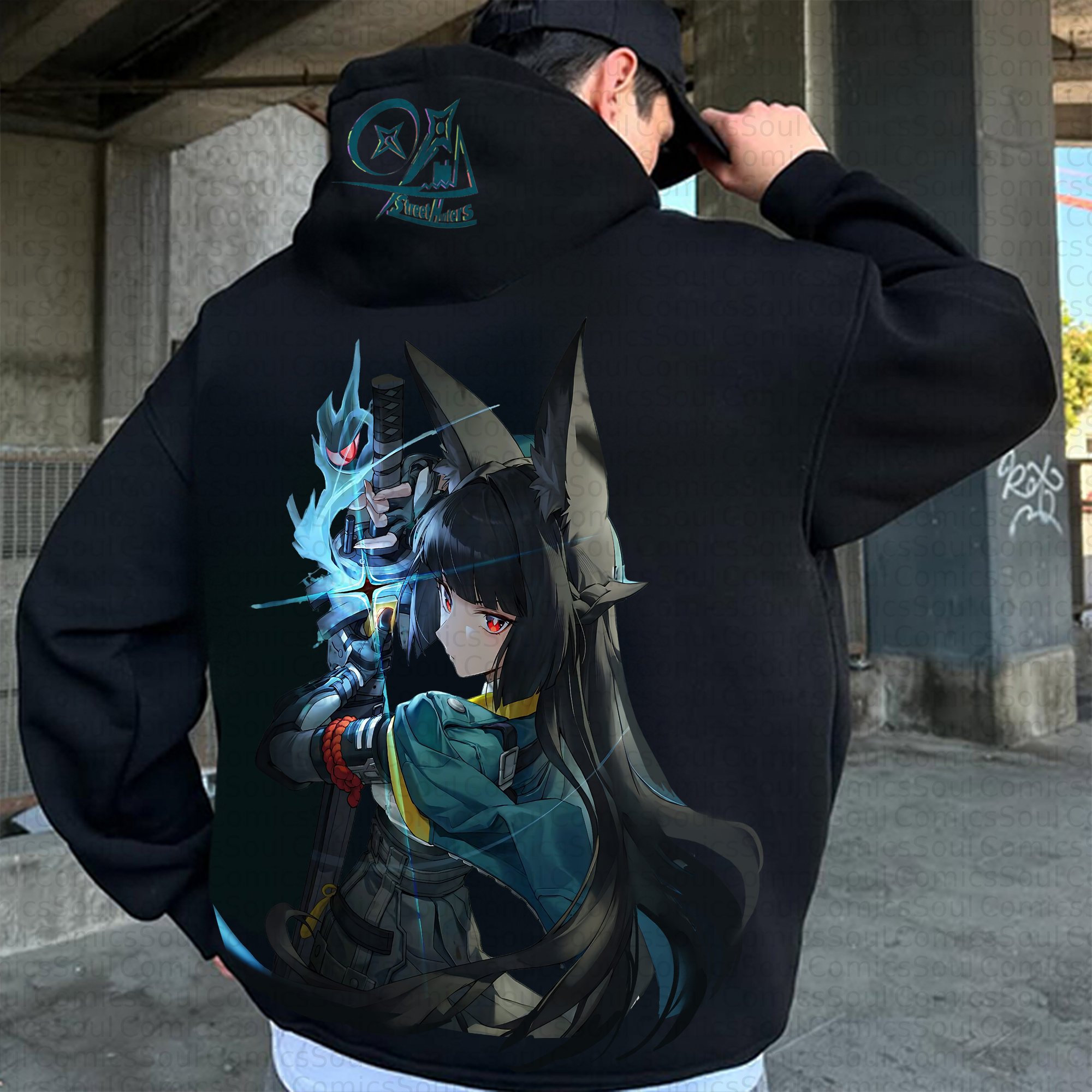Plus Velvet Unisex Anime Graphic Streetwear Vintage Hoodie