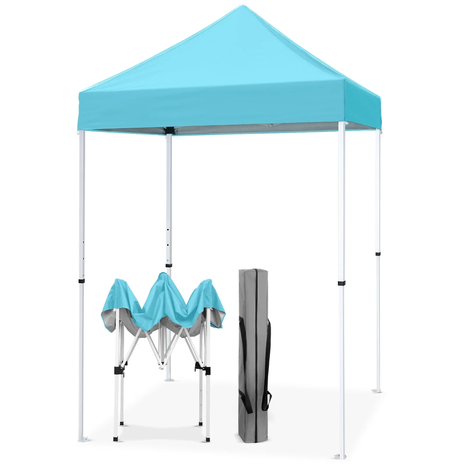 EAGLE PEAK 5x5 Pop up Canopy Tent Instant Outdoor Canopy Easy Set - up Straight Leg Folding Shelter（blue）