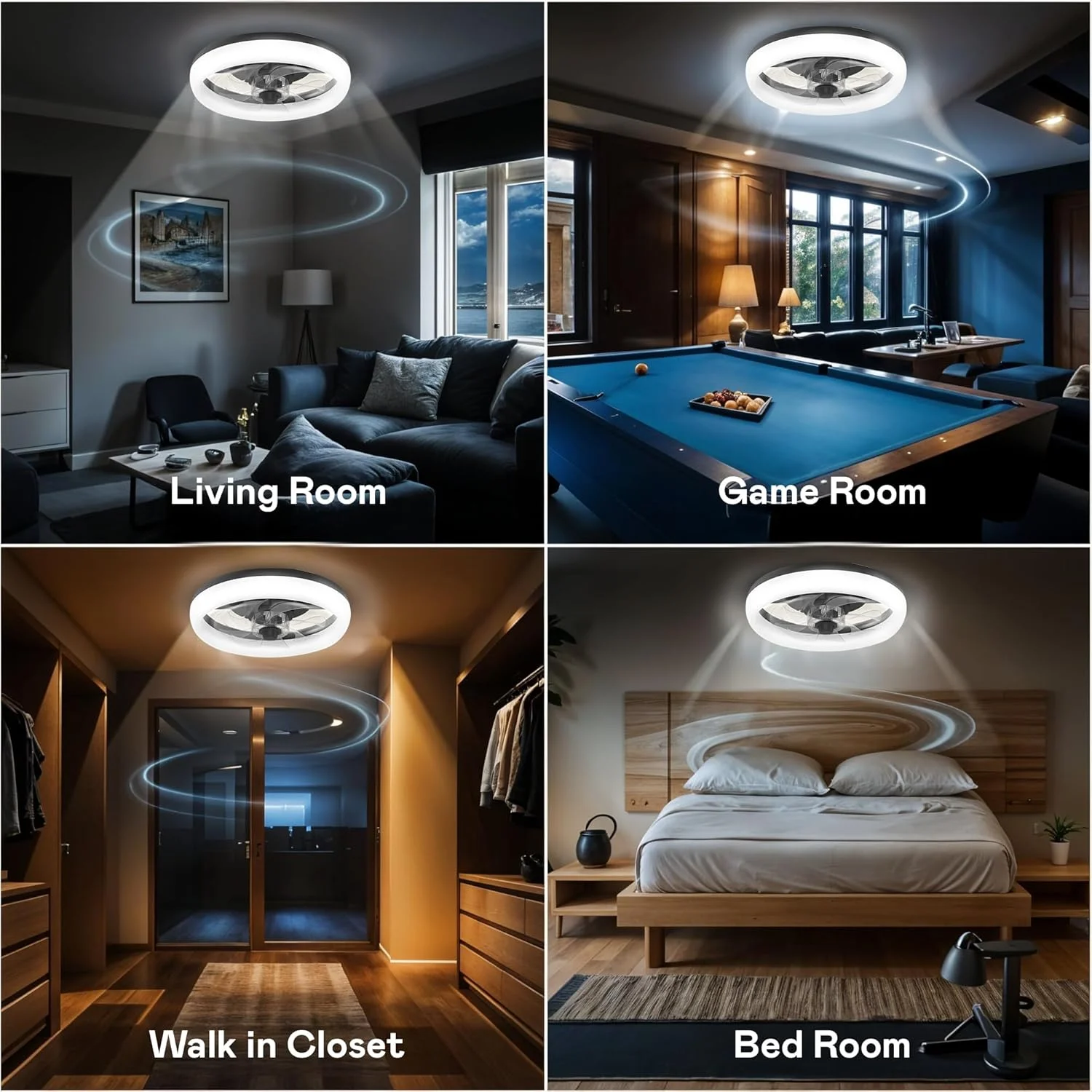 CannonX 14- Low Profile Ceiling Fans with Lights and Remote, Modern Fandelier Ceiling Fan with Light, 6 Speeds, 3 Lighting Modes 3500K-5500K, Flush Mount for Bedroom, LED 2200 Lumens - Image 8