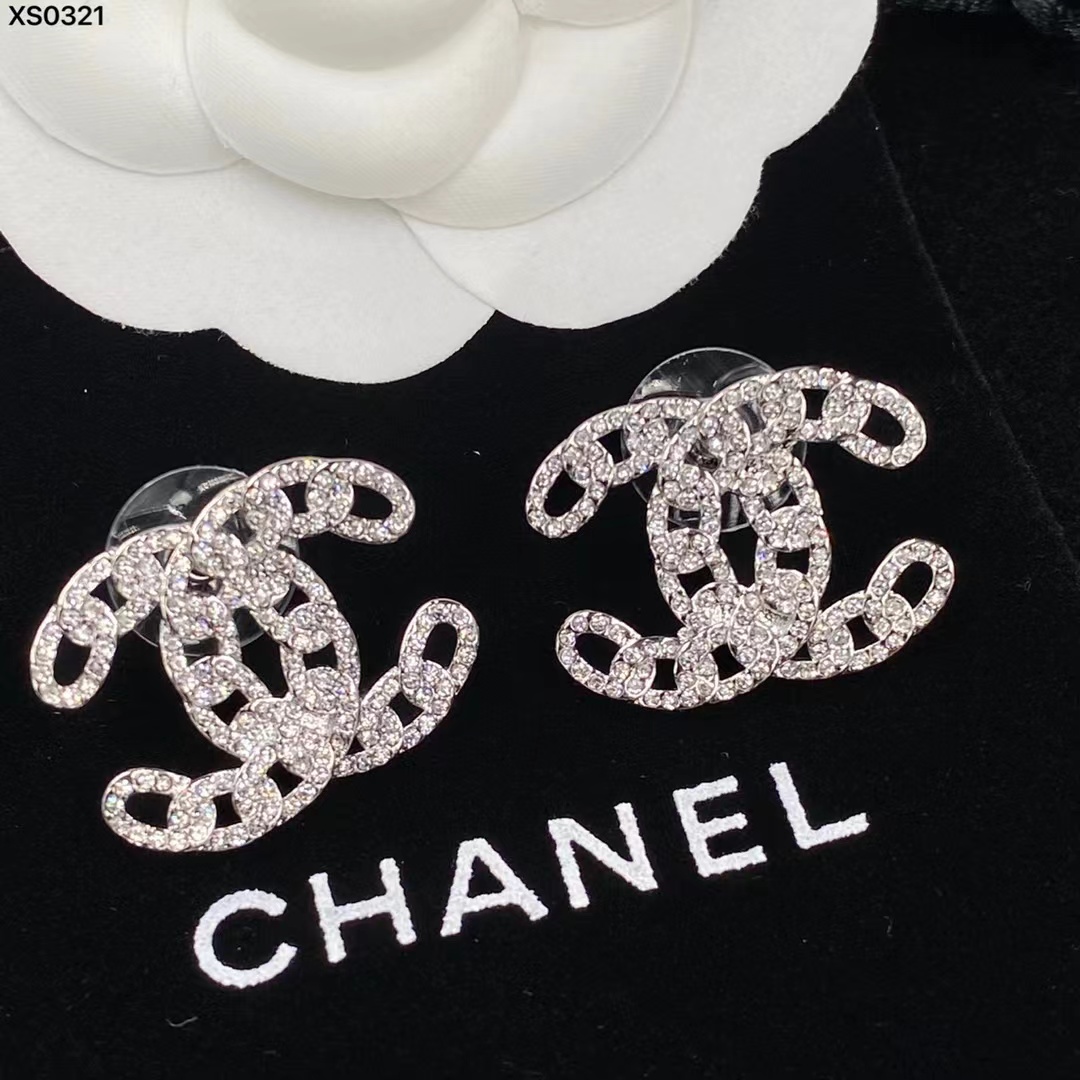 Chanel Silver Color Hollow Double C Earrings - Original Replica Club