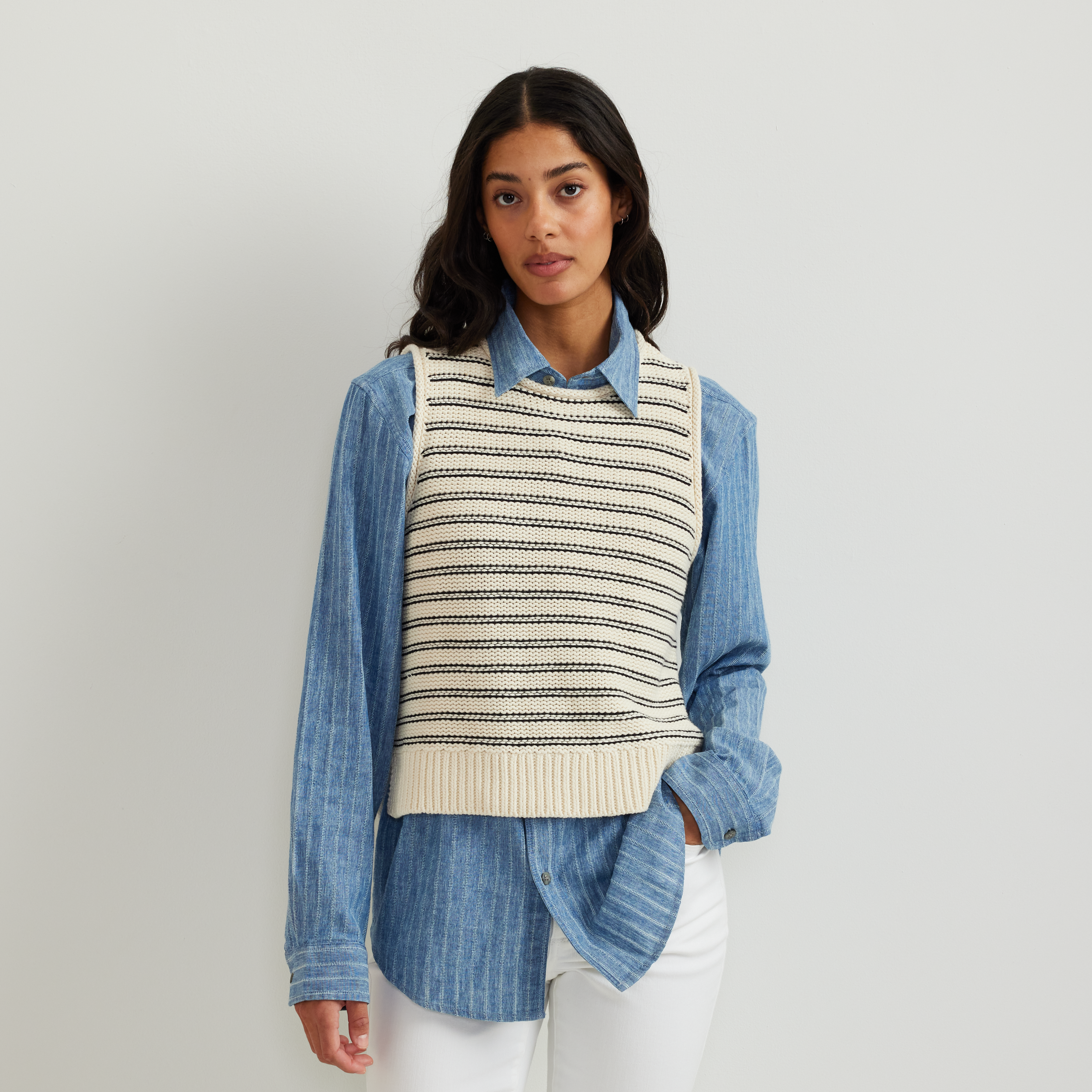 Women's Striped Sweater Tank - Eddie Bauer Outlet