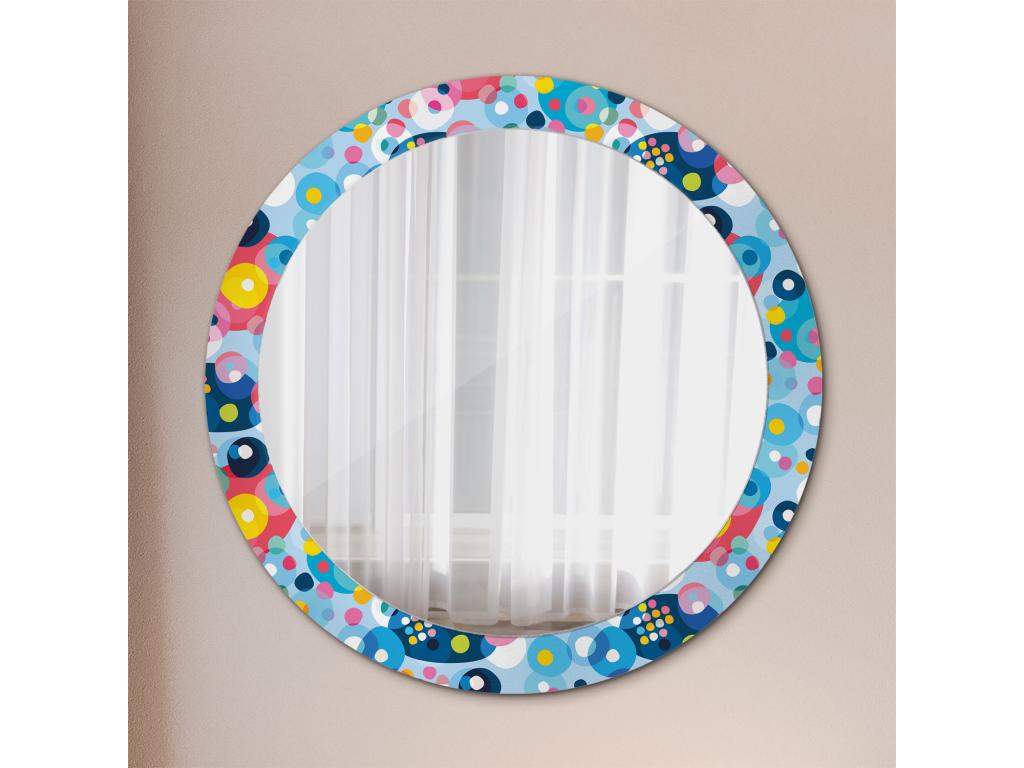 Espejo Redondo Decorativo - Círculos de Colores - 80cm