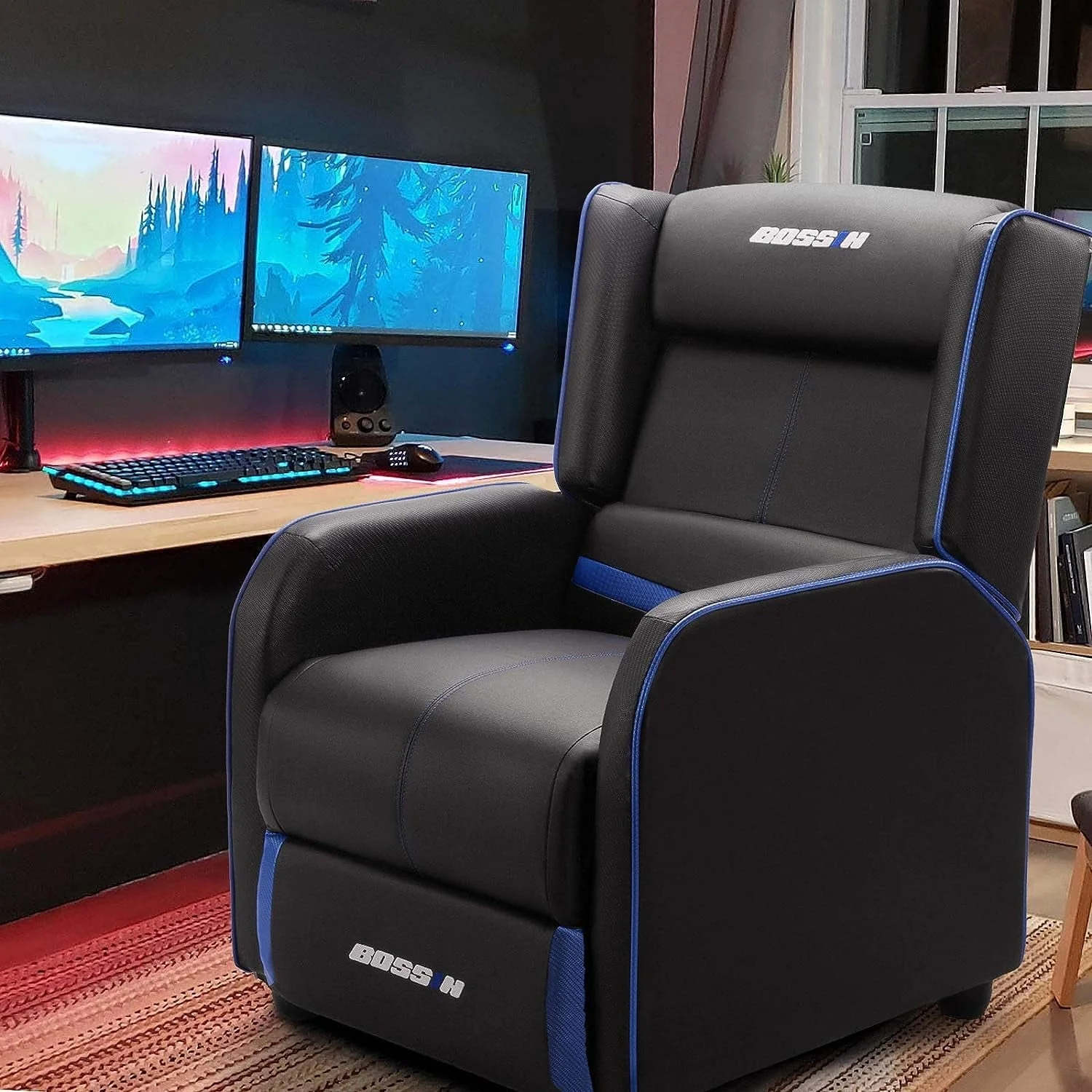PUKAMI Gaming Recliner Chair for Adults 400lbs Racing Style Sofa Big and Tall PU Leather Recliner Seating Modern Ergonomic Lounge Recliner Chair Comfortable Home Movie Theater for Living Room - Image 6