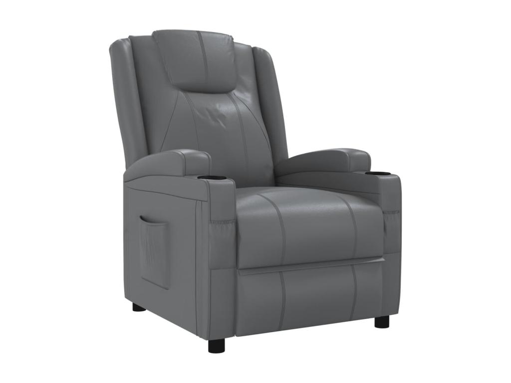 Sillón reclinable de cuero sintético gris antracita
