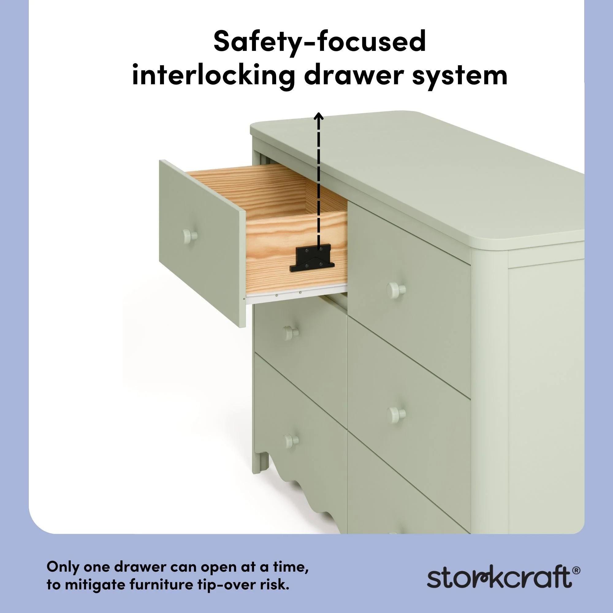 Storkcraft Casablanca 6 Drawer Nursery Dresser, Sage - Image 8
