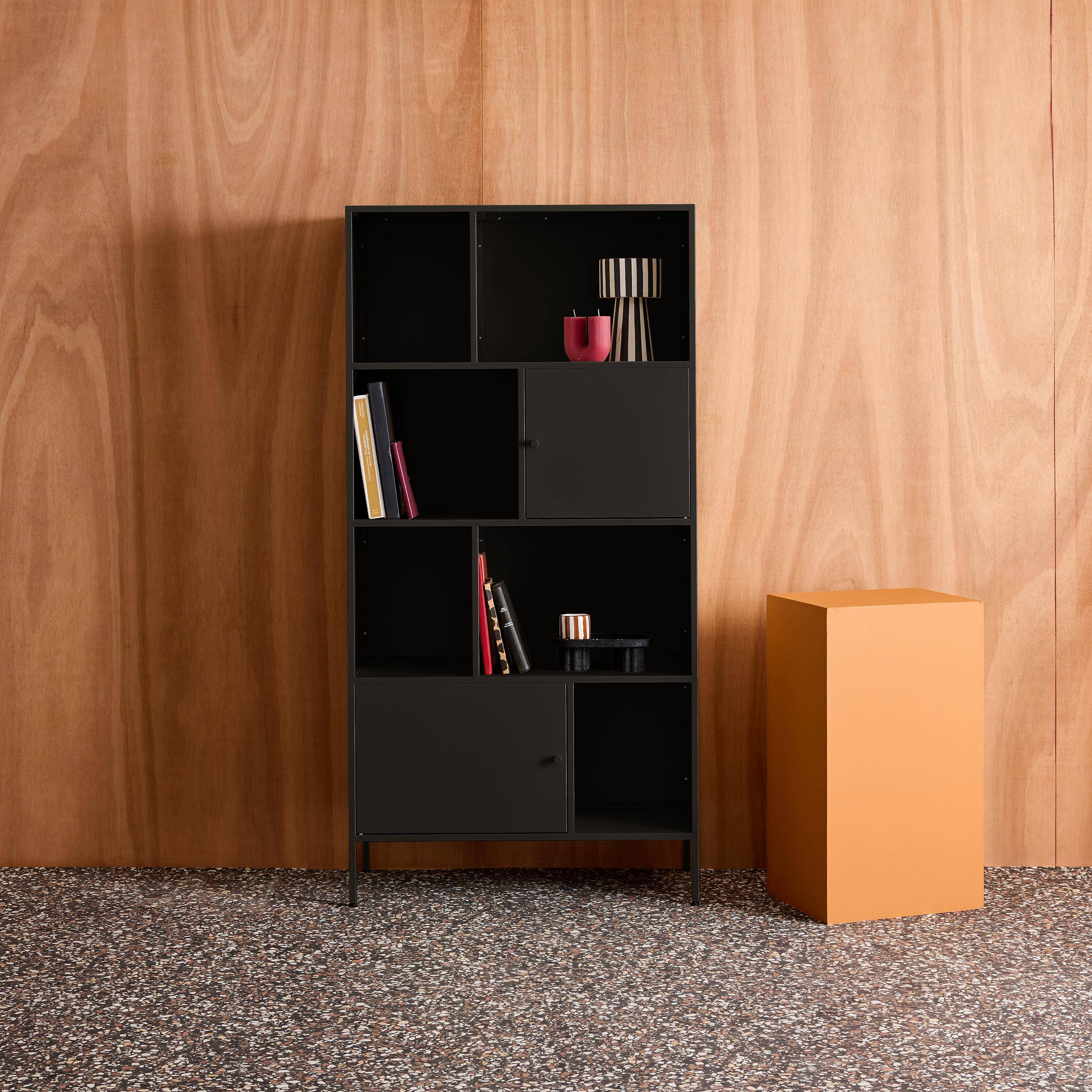 Oklahoma - Aparador, mueble de almacenamiento industrial de metal con 8 compartimentos