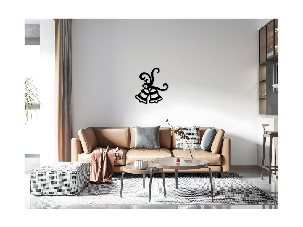 Decoración de Pared de Metal Campanas 3, Negro, 37x1,5x40 cm, Casaplu