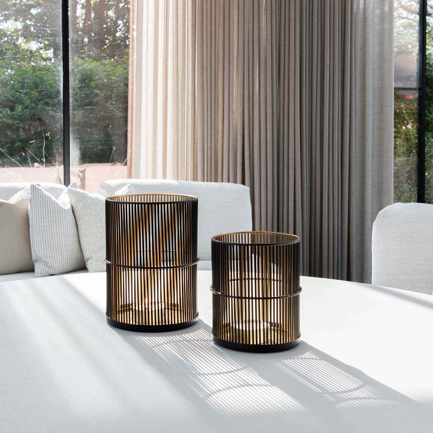 Atmooz Set van 2 Kandelaren Jidi - Zwart Goud - Ø13 15 cm