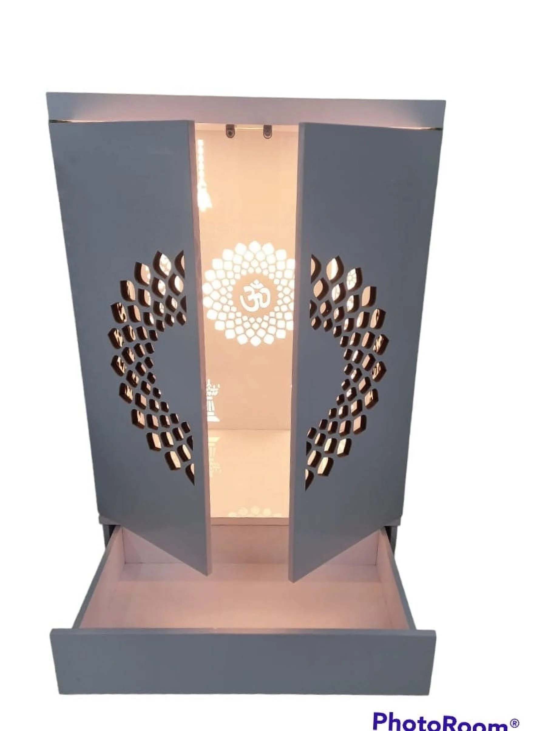 Customized Wooden Cabinet Desginer Mandir With LED / Mandir For Home & Office / Temple For Home / Pooja Ghar / Mandir With Lights /Storage - Image 9
