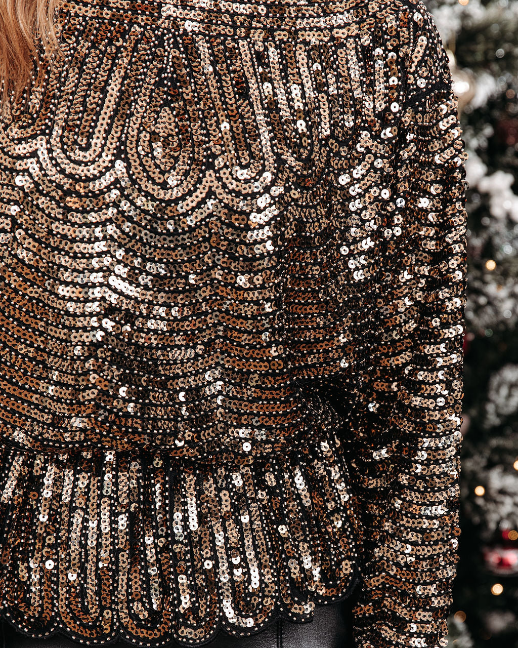 Estrella Sequin Peplum Top - Black Gold - Se7enfashion