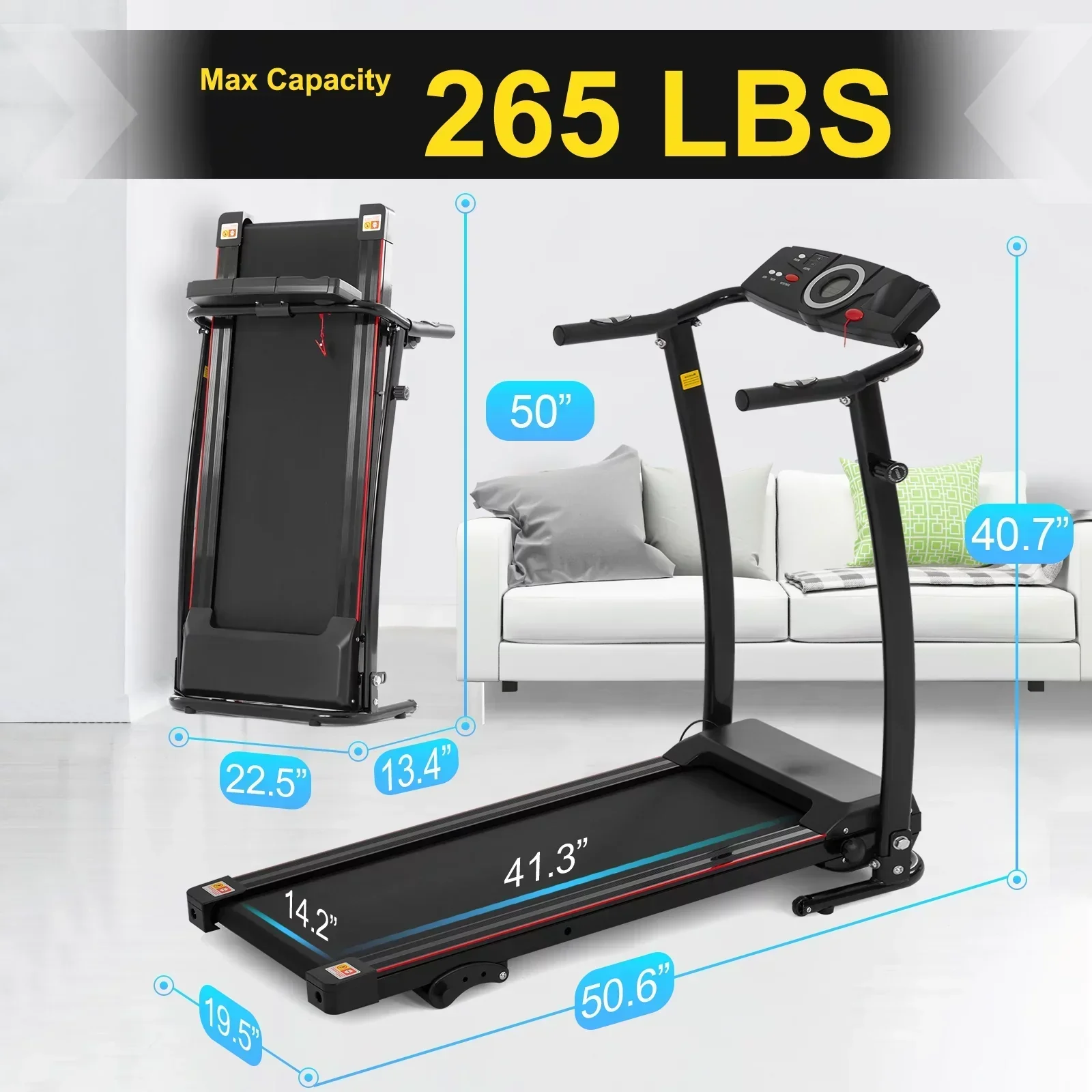 FYC Folding Treadmill With Incline, 2.5HP Motor, 220 LBS Capacity - Image 2 FYC Folding Treadmill With Incline, 2.5HP Motor, 220 LBS Capacity - Image 2