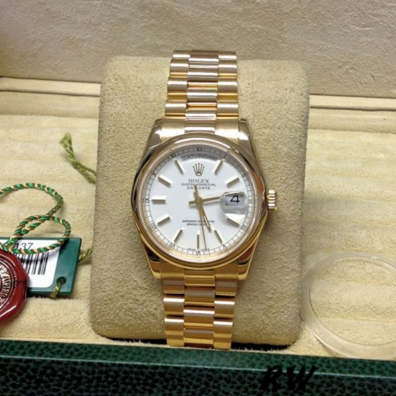 Rolex Day-Date 118208 White Dial 36mm Unisex Replica Watch