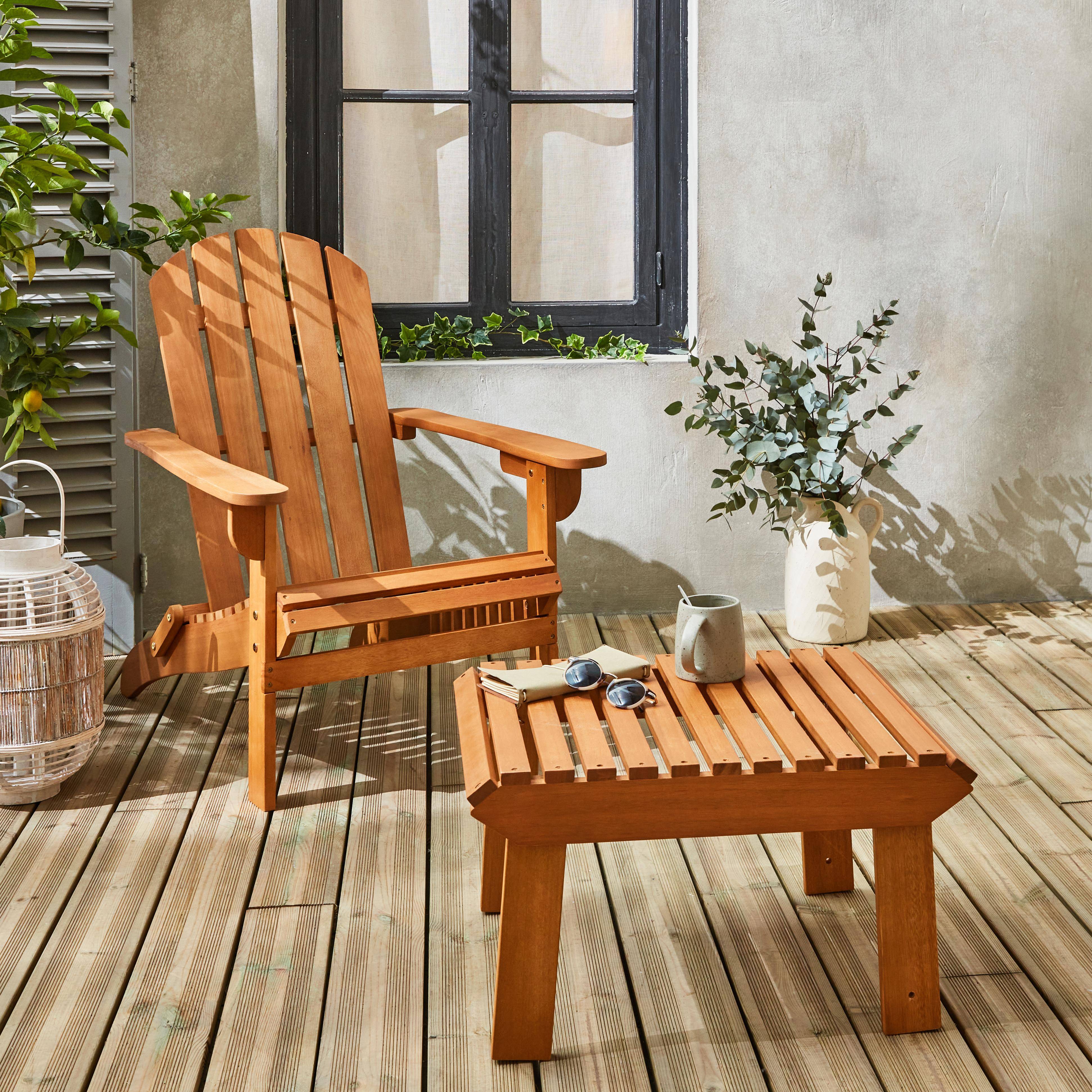 Adirondack Salamanca - Sillón de jardín y mesa de centro con patas de madera